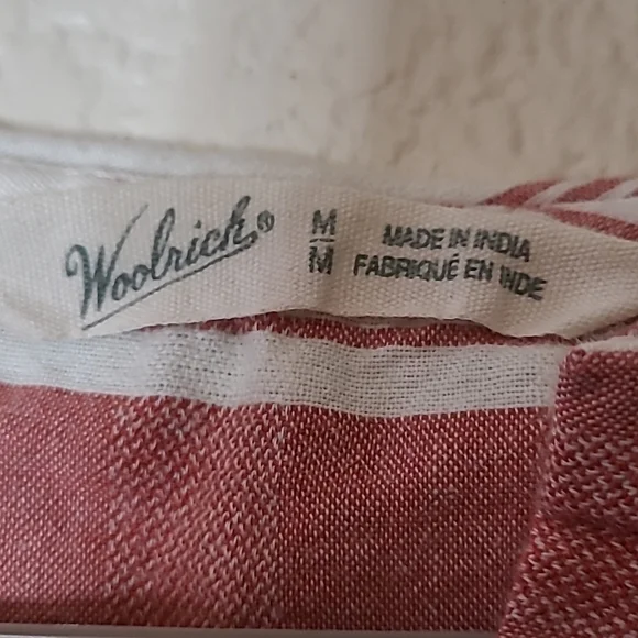 WOOLRICH Dark Pink White Striped Green Embroidered Top organic cotton Medium - Picture 4 of 8